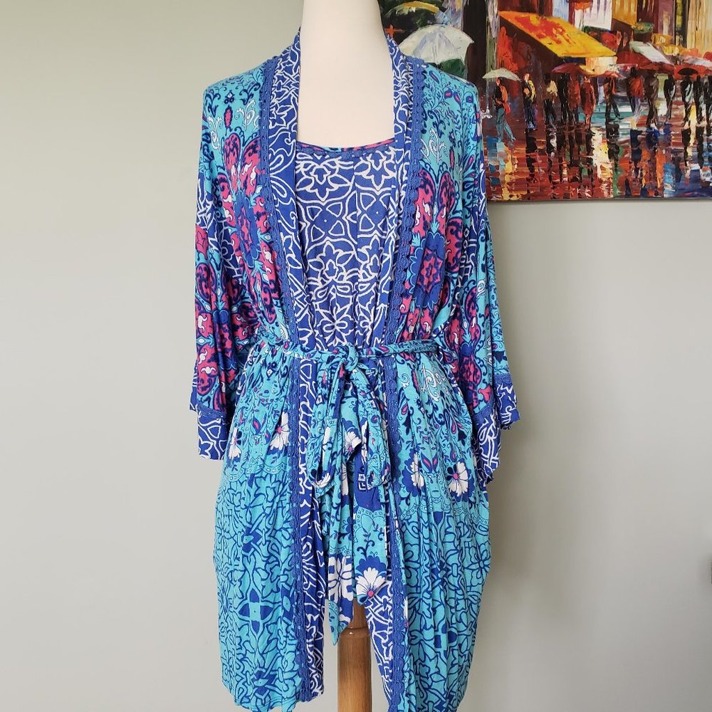 In Bloom by Jonquil 3 Piece Pajama Robe Set Medium